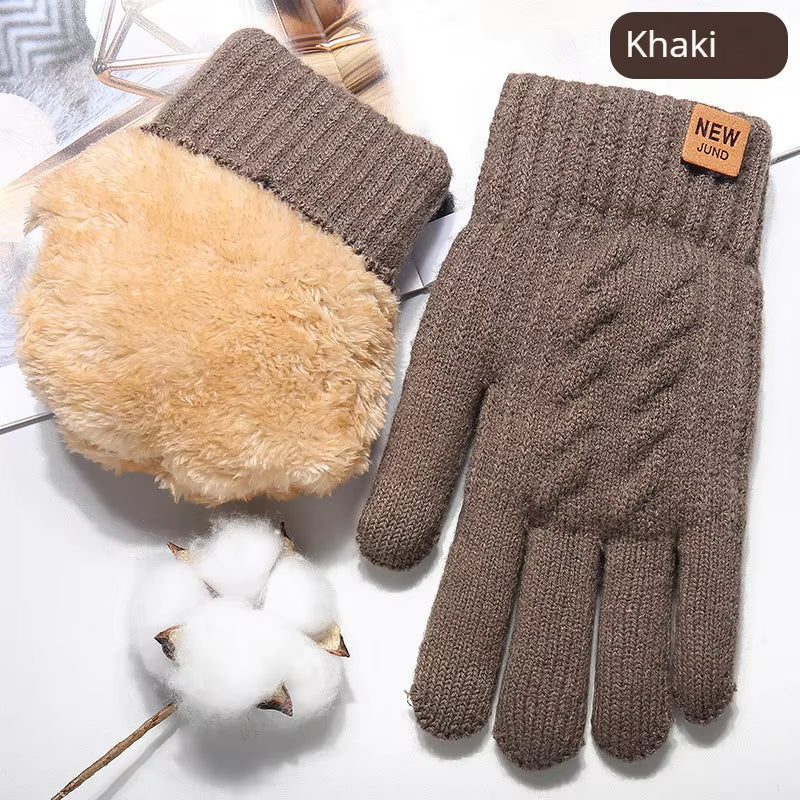 Wholesale Fleece Lined Fashion Warm Black Cable Knitted Winter Touch Screen Gloves