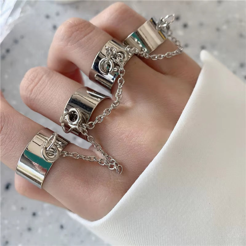 2020 New Punk Cool Hip Pop Ringen Multi-Layer Verstelbare Ketting Vier Open Finger Rings for Women Girl Jewlery