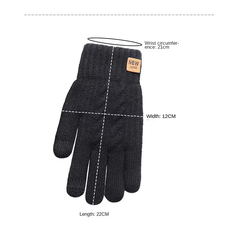 Wholesale Fleece Lined Fashion Warm Black Cable Knitted Winter Touch Screen Gloves