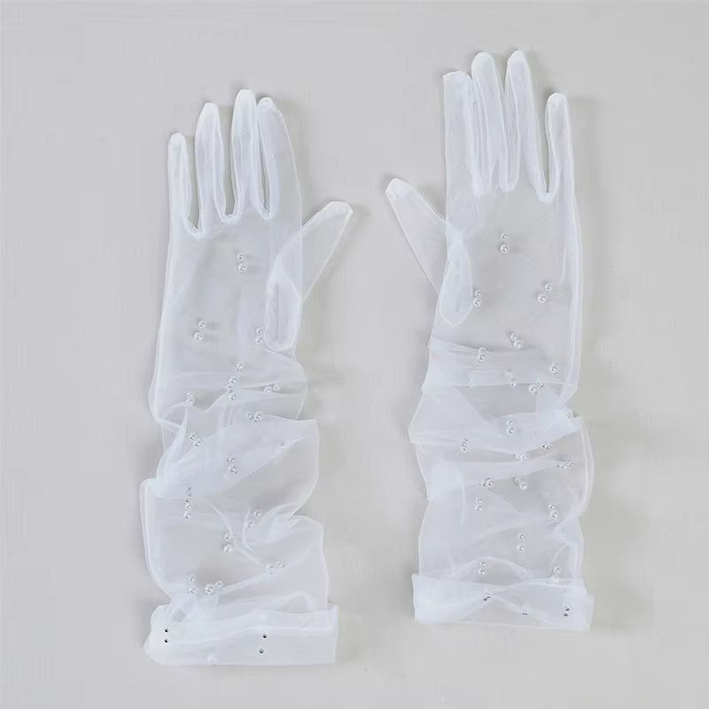 70Cm Sheer Tulle Gloves Ultra Thin Gloves Elbow Long Gloves Photo Shooting Accessory Halloween Gloves for Fashion Women