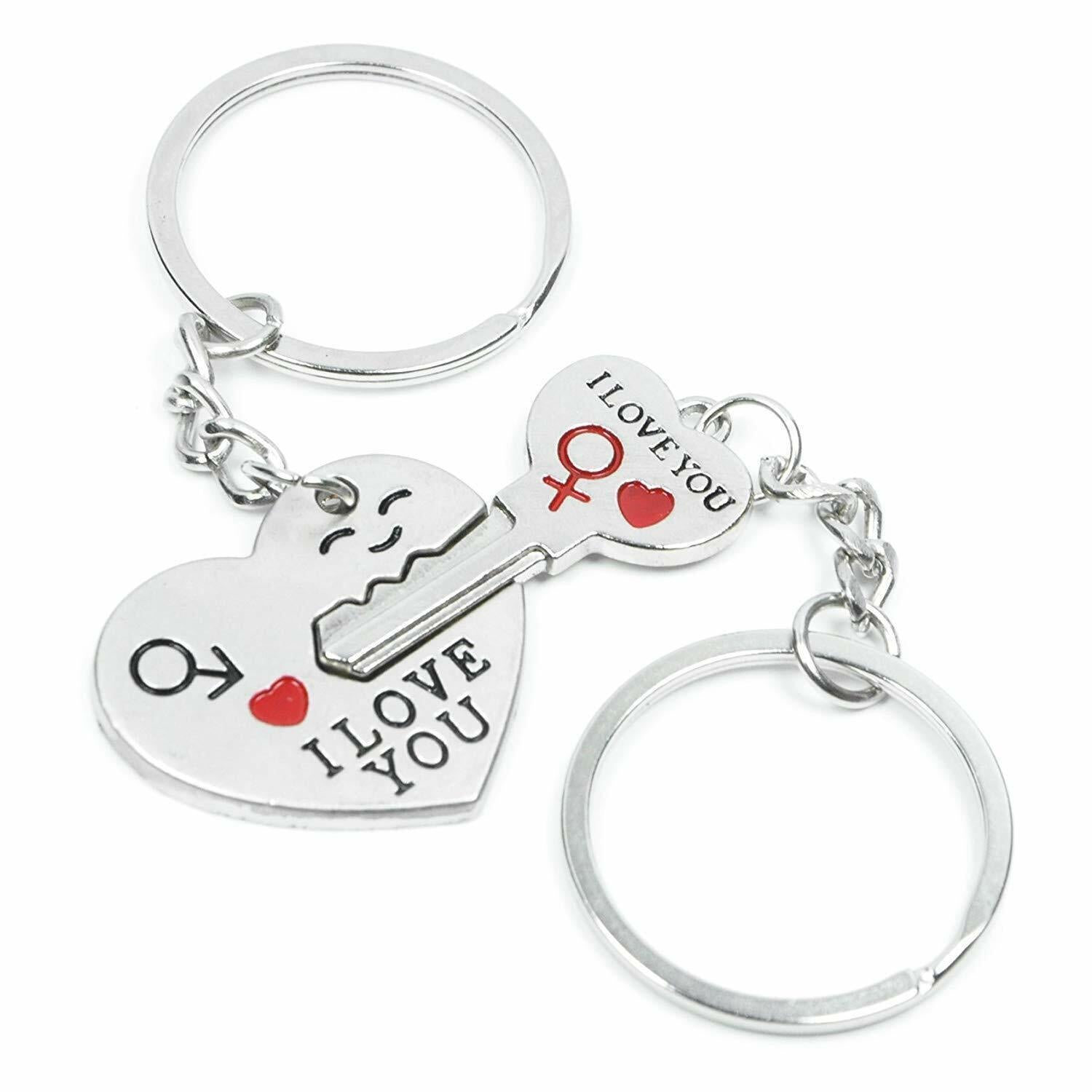 Romantic Couple Keychain Set - Heart Keyring, Valentine'S Day Gift, Love Keyfob