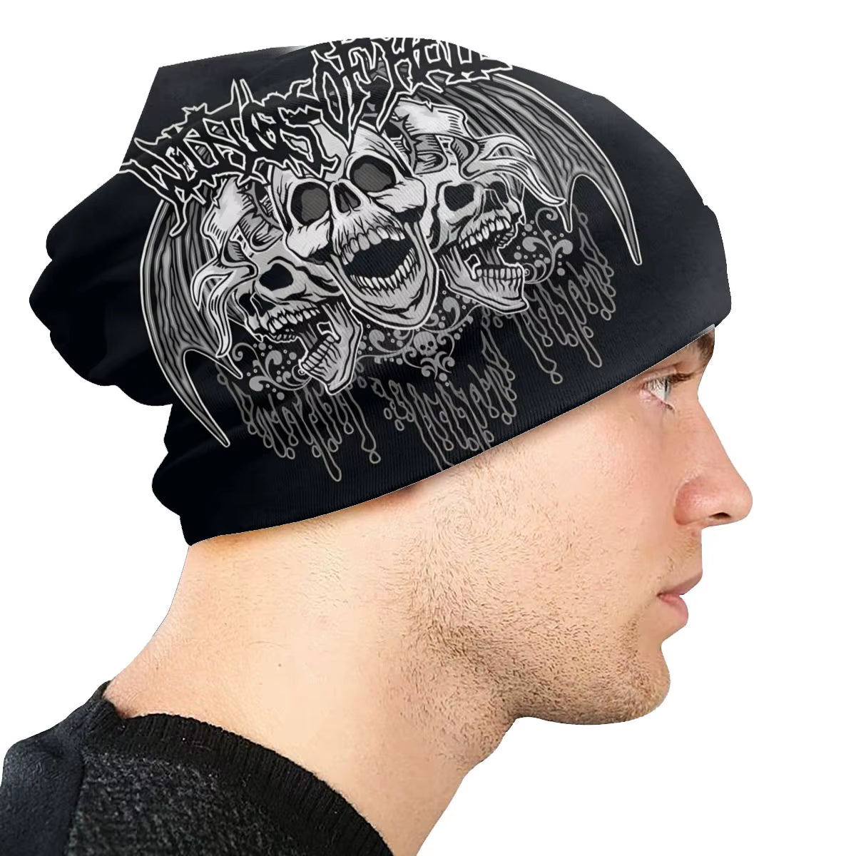 Gothic Sign Skull Grunge Design Thin Skullies Beanies Autumn Spring Caps for Men Women Grunge Skulls Ski Caps Bonnet Hats