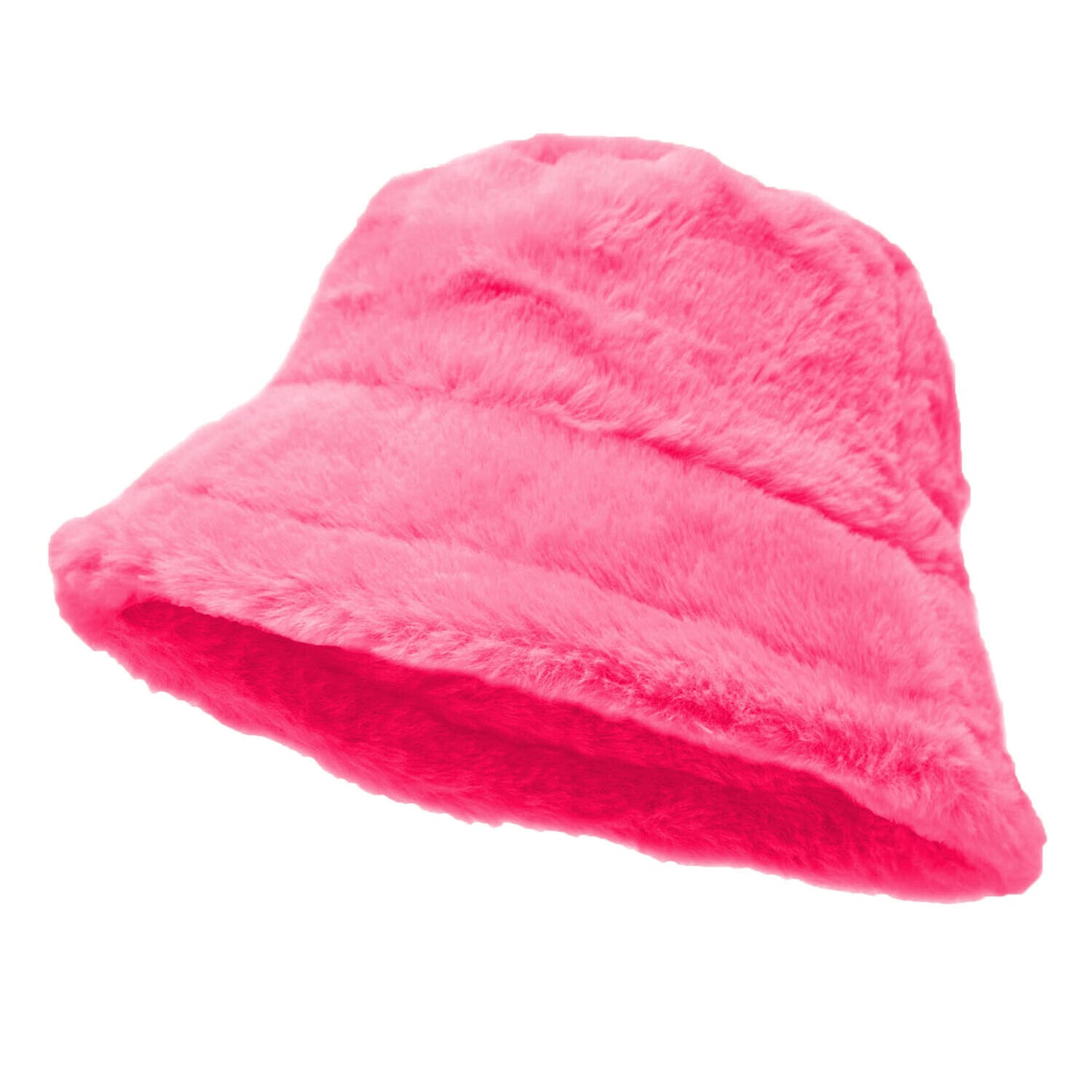 Women'S Winter Plush Fluffy Bucket Hat Warm Faux Fur Lining Cozy Wide Brim Cap